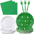 Qyeahkj 100 Pcs Golf Party Supplies Golf Ball Disposable Plates and Napkins Set Green White Sports Themed Paper Plates Dinnerware Kit for Sports Birthday Baby Shower Party Decorations Favors Serve 25