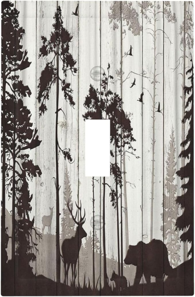 Light Switch Cover Rustic Deer Hunting Forest Woodland 1 Gang Wall Plate Cover Country Single Toggle Outlet Covers Decorative Switchplate Electrical Faceplate for Farmhouse Home Decor