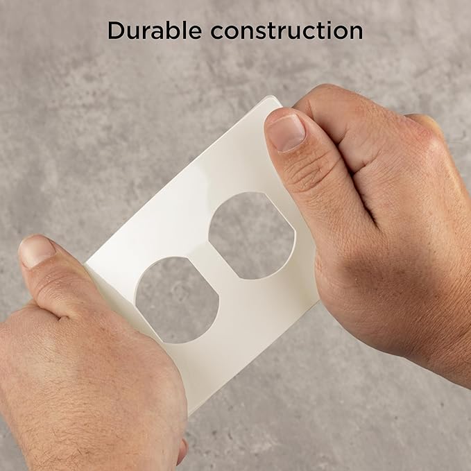 UltraPro Screwless Duplex Receptacle Wallplate, 1-Gang, Modern Snap-On Cover, Child-Safe, Durable Polycarbonate, Easy DIY Installation, Light Almond, 85752