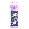 THERMOS FUNTAINER Water Bottle with Straw - 12 Ounce - Kids Stainless Steel Vacuum Insulated Water Bottle with Lid, Unicorn Blooms