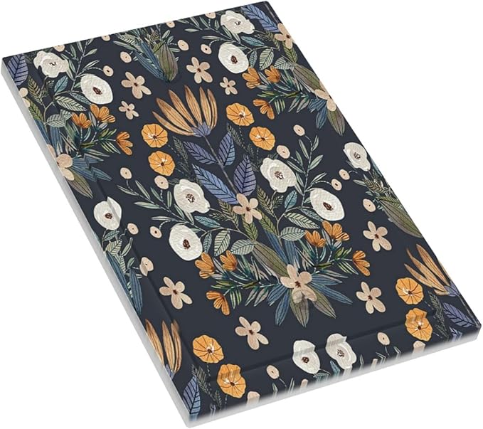 Boho Leaf Floral Navy Blue Background 1 Gang Light Switch Covers No Device Wall Plate Decorative Blank Switchplate Electrical Faceplate for Farmhouse Country Livingroom Bedroom Decor