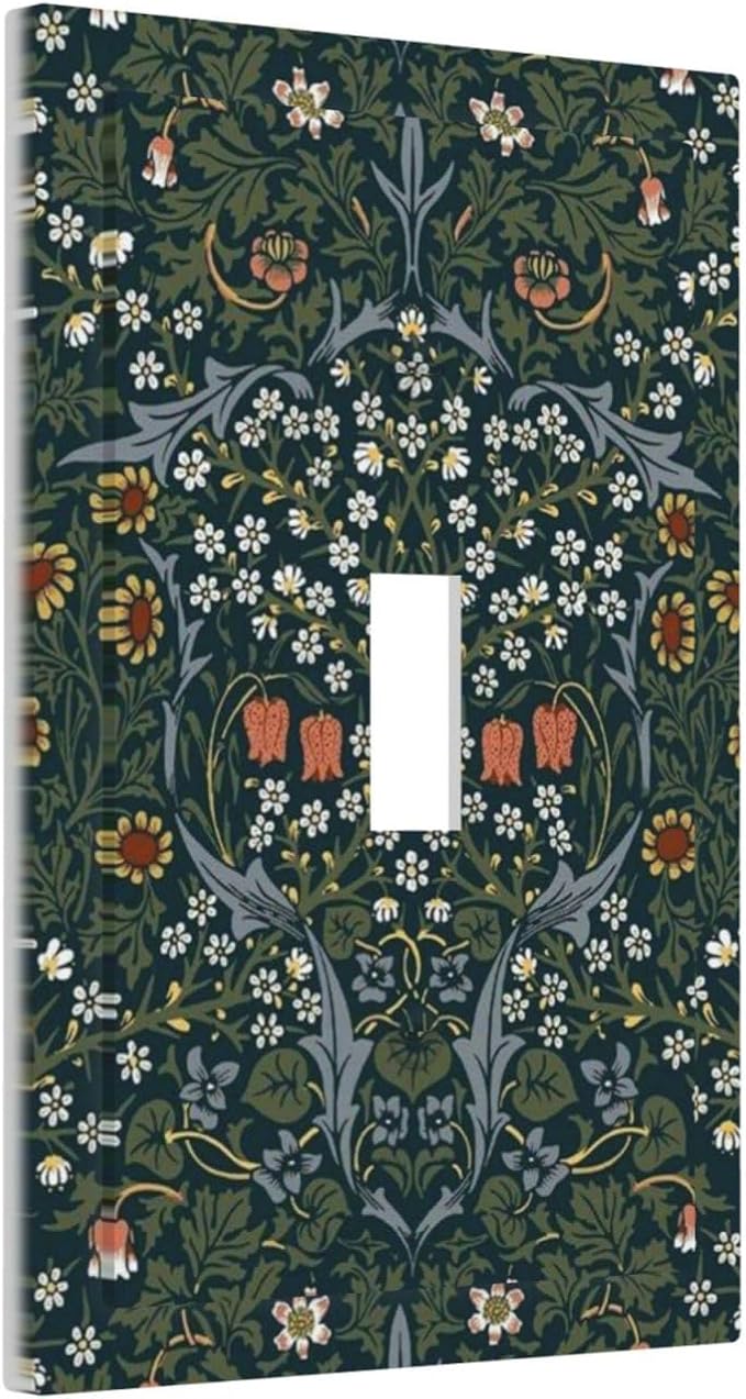 Decorative Light Switch Cover Colorful Floral Boho Flower Plant Leaf 1 Gang Single Toggle Device Electrical Faceplate Switchplates Decorator Outlet Wall Plate For Bed Room Living Room