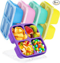 Canfanni 5 Pcs Bento Snack Containers, Reusable 4 Compartment Divided Food Storage Containers, Divided Lunchable Container for School, Work and Travel (Transparent Lids)