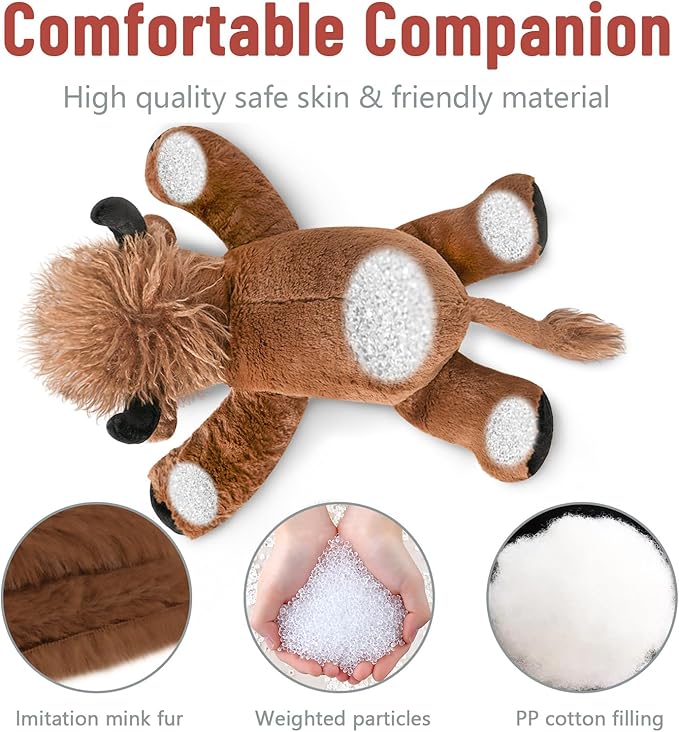 Niuniu Daddy 20" | 3.3 Pound Highland Cow Weighted Stuffed Animals for Adults, Weighted Brown Highland Cow Plush Toy for Toddler Kids, Fluffy Plushy Pillow with Soft Fur for Present Christmas Birthday