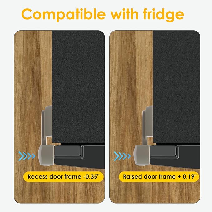 2-Pack Fridge Lock for Kids - Refrigerator Lock & Freezer Lock, Dual Mode, Child Proof, 2 Extra Adhesive Fridge Child Lock to Keep Fridge/Freezer Door Closed - Keep Toddlers & Pets Safe(Gray)