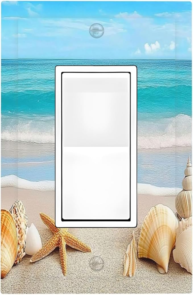 Decorative Outlet Covers Seashells Beach Starfish Scallop 1 Gang Single Rocker Light Switch Cover Plate Wall Plates Gfci Faceplate For Bathroom Home Decor