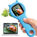Kids Magnifying Glass Educational Science Kit - Mini LED Pocket Microscope for Kids(3-10 Years) - Durable Design - Ideal Gift for Girls (Blue)