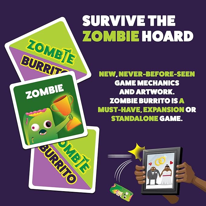Exploding Kittens Zombie Burrito 3-6 Players - Ages 7+ - 15 Minutes to Play - Dodgeball Zombie Card Game - Party Game, Family Game Night, Kid and Adult Card Game