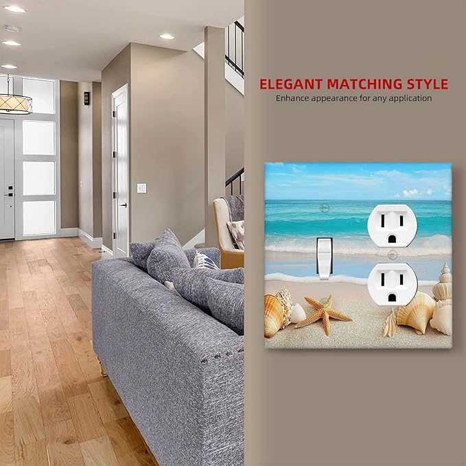 Wallplates Seashells Beach Starfish Scallop 1 Toggle 1 Duplex Switch Plate Electrical Gfci Faceplate Decorative Light Switch Covers For Bathroom Home Decor