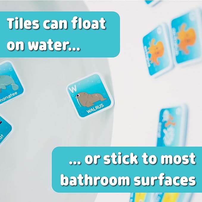 Chuckle & Roar Bath Matching Memory Game for Kids Ages 3+ – Water-Safe Foam Alphabet Matching Game for Toddlers, Bathtub & Pool Learning Fun