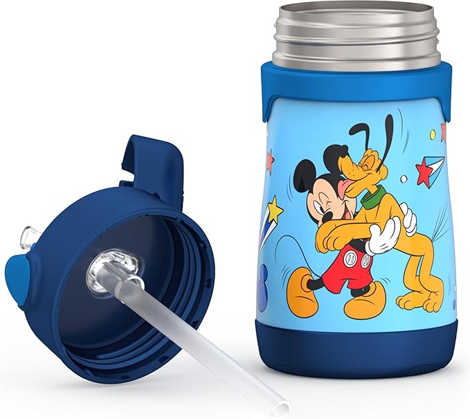 THERMOS Vacuum Insulated Stainless Steel 10oz Straw Bottle, Mickey Mouse