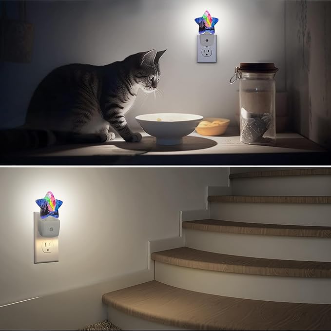 Northern Lights Night Light Plug-in Dusk to Dawn Smart Sensor White Led Nightlight for Bedroom Bathroom Kitchen Hallway Stairs Energy Efficient Decor Desk Lamp