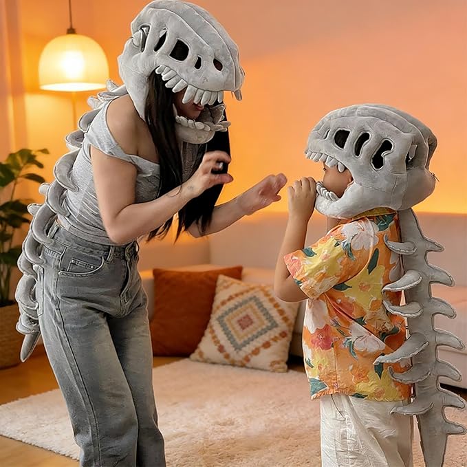 LUMIXA Dinosaur Skeleton Plush Costume - Cozy 3D Spinosaurus Outfit Wearable Cuddly Toy for Dress Up & Play