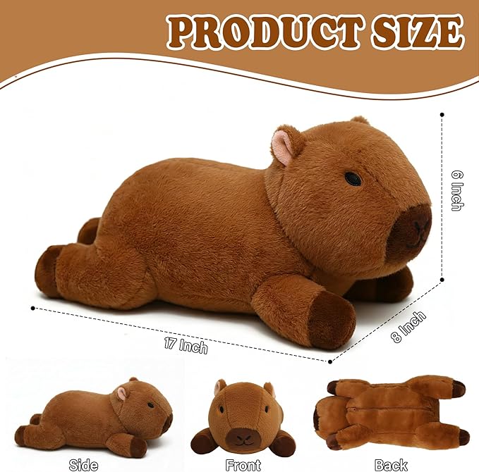 Weighted Heating Capybara Stuffed Animal - 2.2lb Weighted Heated Stuffed Animals 17in Microwave Warmth Hugs Capybara Plush Unscented Heatable & Coolable Pads for Kids Girl Adult