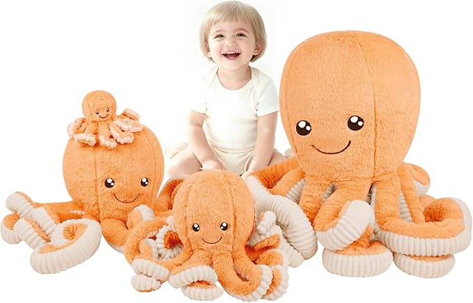 DENTRUN Octopus Stuffed Animals, Giant Octopus Plush Doll Play Toys for Kids Girls Boys Adults Birthday Xmas Halloween Present Stuffed Sea Animals Plushie, 7/16/24/32 Inches, 5 Colors