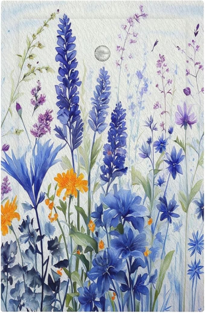Light Switch Cover Lavender Watercolor Wildflowers Colorful floral Decorative Switch Plates 1 Gang Blank No Device Outlet Covers Electrical Wall Plates for Bathroom Bedroom Decor