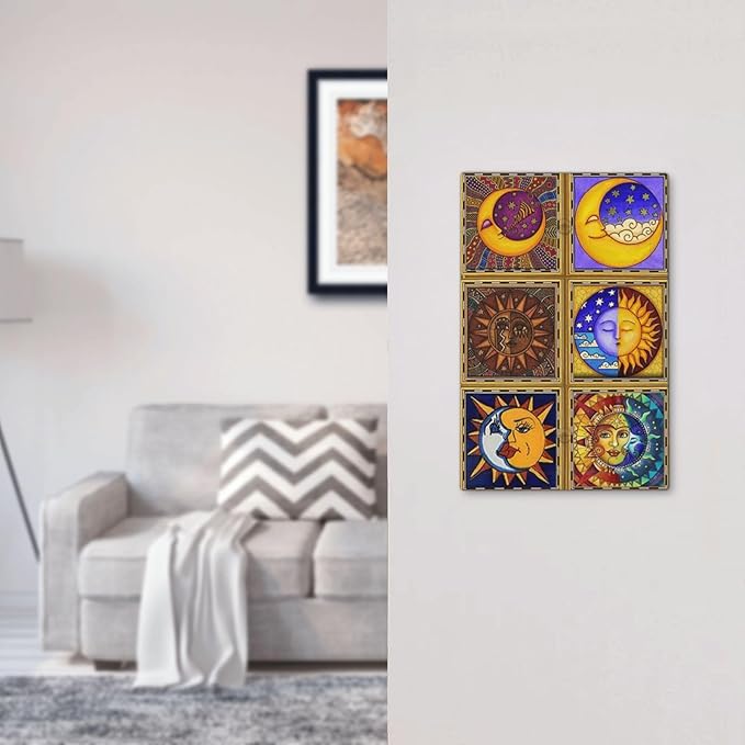 Mexican Talavera Tiles Star Pattern Celestials Theme Print Light Switch Cover Plate 1 Gang No Device Blank Electrical Wall Plates Faceplate Decorative Switch Plate for Kitchen Home Decor