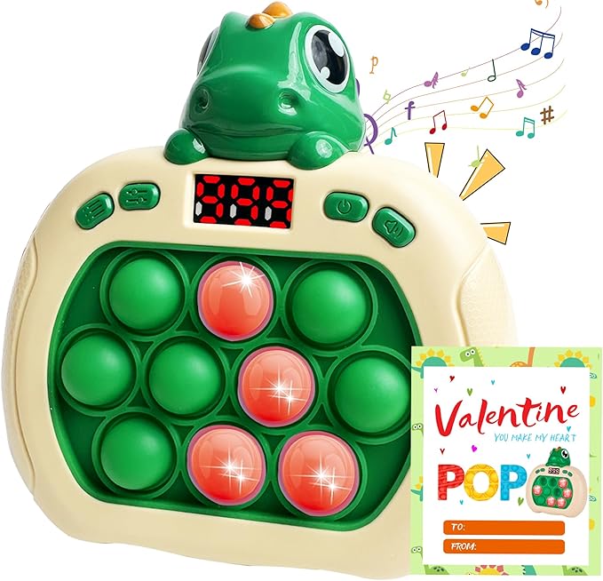 Dinosaur Quick Push Bubble Game,Easter Basket Stuffers Pop Fidget Light up Puzzle Game Sensory Toys,Easter Egg fillers Dinosaur Toys for Kids Boys Girls Toddlers Party Favor