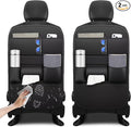 Back Seat Protector 2 Pack Fit For Toyota RAV4 Car Kick Mats with Cup & Tissue Storage Organizer Pockets Waterproof Dirt Proof Faux Leather Auto Accessories For Kids(1 Pair Black)
