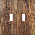 Distressed Wood Brown Wood Texture Decorative Switch Plates 2 Gang Double Toggle Outlet Light Switch Cover Wall Plate Electrical Faceplate for Farmhouse Home Decor