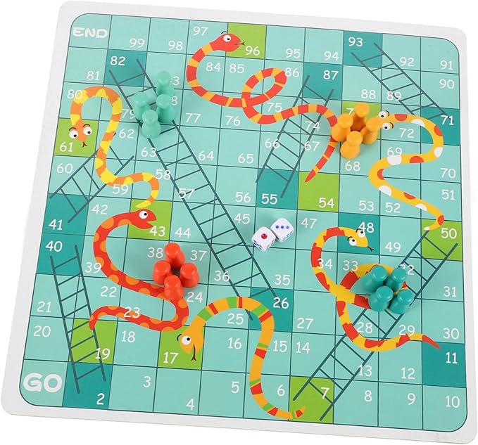 ibasenice 1Set Wooden Chess Board Game for Flying Chess Snakes Ladders Educational Fun for Preschoolers for Learning Activities