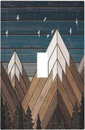 Rustic Geometric Mountain Wilderness Wood Light Switch Plate Cover 1 Gang Single Toggle Wall Plates Art Decorative Switchplate Outlet Covers Electrical Faceplate for Bedroom Bathroom Kitchen Decor