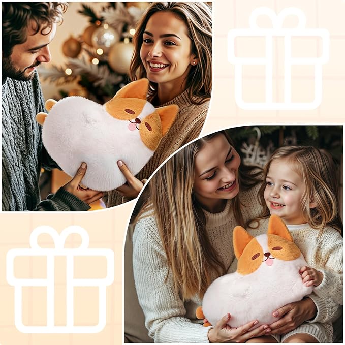 Corgi Microwavable Unscented 0.75lbs Volcanic Rock Heating Pad 50-Minute Lasting Warmth Perfect Fit Heatable Stuffed Animals Plush for Period Cramps Menstruation Stress Relief Gifts for Girls Women