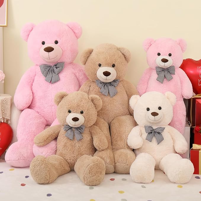Toys Studio 5ft Giant Teddy Bear Large Stuffed Bear for Kids, 59 inch Plush Bear Stuffed Animal Lifesize Bear for Baby Shower Decoration Christmas Valentine's Day for Girlfriend, Cream