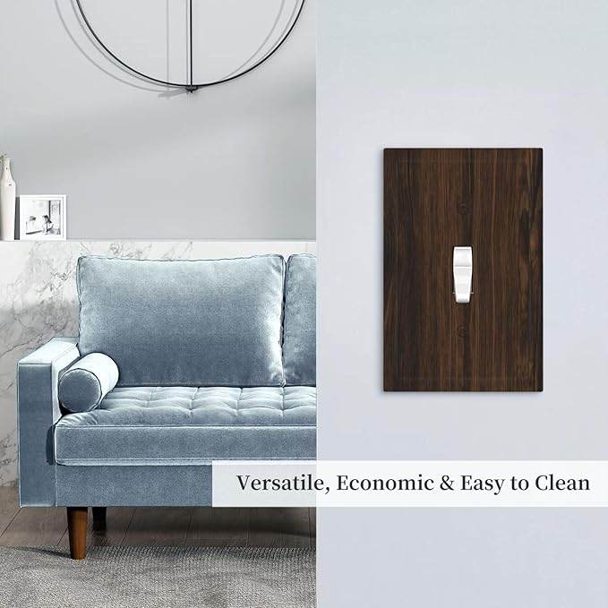 Light Switch Cover Plate Dark Brown Wood Grain Rustic Country Wooden 1 Gang Wall Plate Cover Single Toggle Outlet Covers Decorative Switch Plate Covers Electrical Faceplate for Farmhouse Home