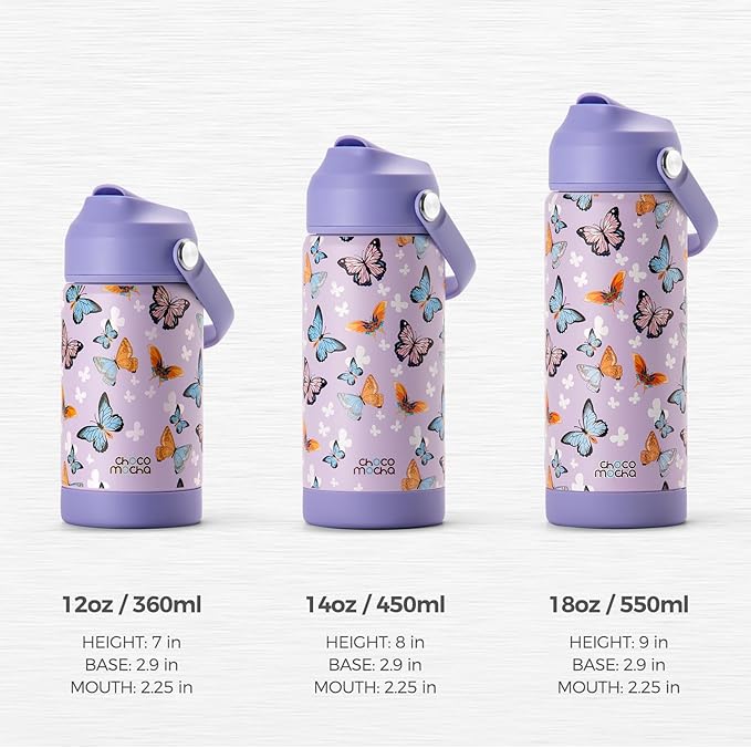 Choco Mocha Kids Water Bottle For School, Kids Insulated Water Bottle Stainless Steel for Girls,18Oz Red Strawberry