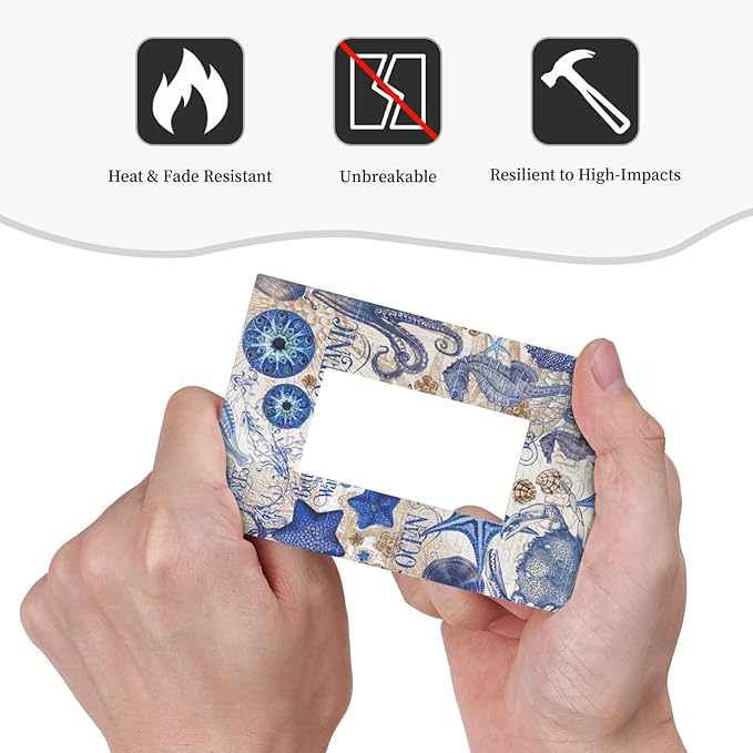 Decorative Outlet Covers Vintage Sea Blue Seahorse Starfish Octopus 1 Gang Single Rocker Light Switch Cover Plate Wall Plates Gfci Faceplate For Kids Room Home Decor
