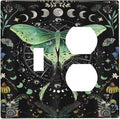 Moon Phase Butterfly Wildflower Plant Mysterious Night Moonlit Wallplates 1 Toggle 1 Duplex Switch Plate Electrical GFCI Faceplate Decorative Light Switch Covers for Bedroom Living Room Decor