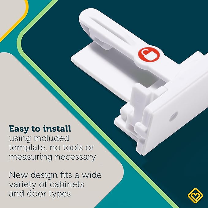 Safety 1st - Secure-to-Explore Adhesive Cabinet Locks Baby Proofing, Child Locks for Cabinets and Drawers (12 Locks), White