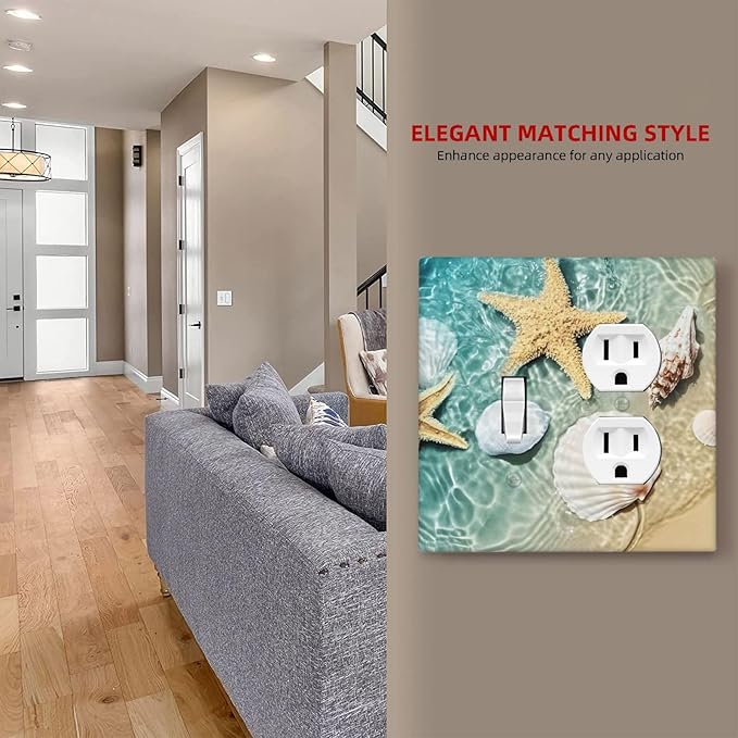 Wallplates Beach Starfish Ocean Conch Cameo Shell 1 Toggle 1 Duplex Switch Plate Electrical Gfci Faceplate Decorative Light Switch Covers For Decor Kids Room Decor