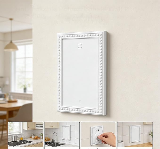 ZEFTV 20 Pack Mid-Size Blank Wall Plates 1-Gang blank Switch Outlet Electrical Cover Plate Unbreakable Thermoplastic Faceplate for Light Receptacle Outlet Switch, Classic Beaded Relief Design, White