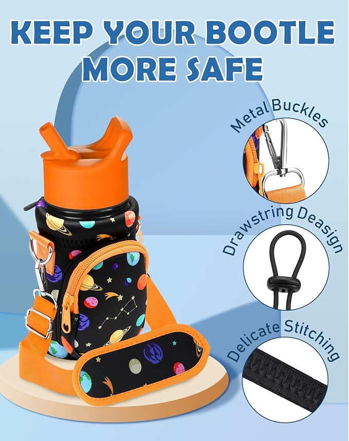 Miss Adola Water Bottle Carrier with Strap - Insulated Kids Water Bottle Holder for Boys Girls Bottle Bag for 10-18Oz