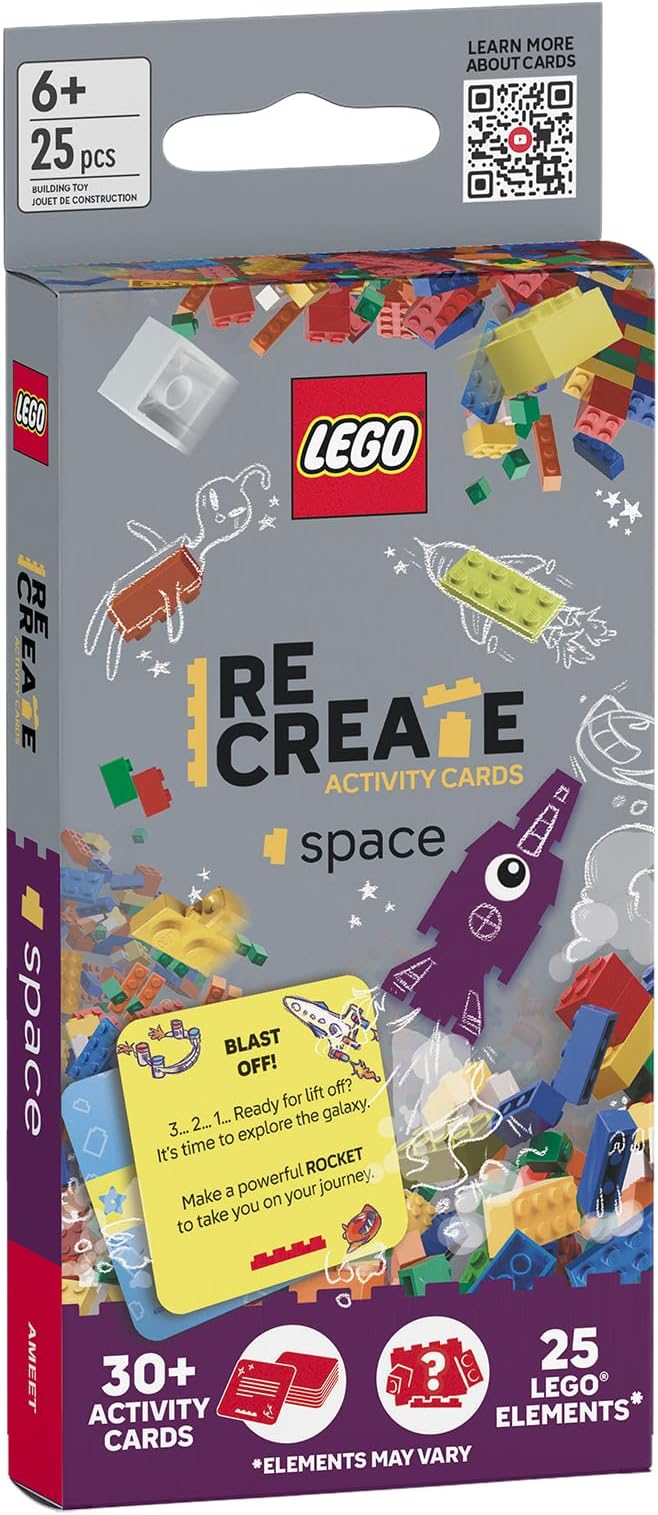 LEGO Recreate Activity Cards – Space | Outer Space Building Game with 30+ Activity Cards & 25 LEGO Elements | Ages 6+