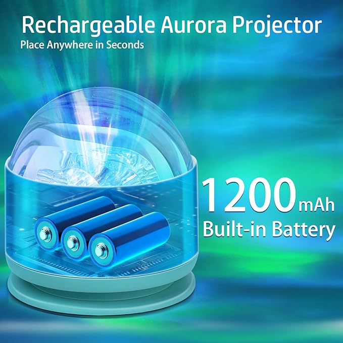 Avkast Northern Lights Projector, Rechargeable 16 Color Aurora Night Light Projector Ambient Lighting with Dimmable & Remote Control for Bedroom Kids Teen Girl Gift Room Decor - 2P