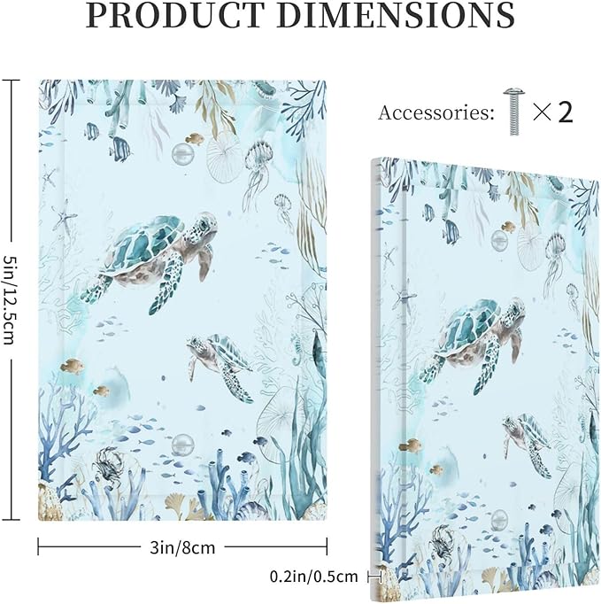 Light Switch Cover Plate Teal Blue Ocean Sea Turtle Seabed Plants 1 Gang No Device Blank Electrical Wall Plates Faceplate Decorative Switch Plate for Bathroom Kids room Decor