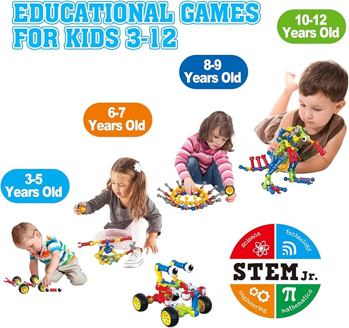 Huaker Building Toys,109 Piece STEM Toys for Kids Ages 3 4 5 6 7 8 9 10 11 12 Years Old Boys and Girls Christmas Birthday Gifts Children Building Blocks Creative and Educational Kids Toys Projects