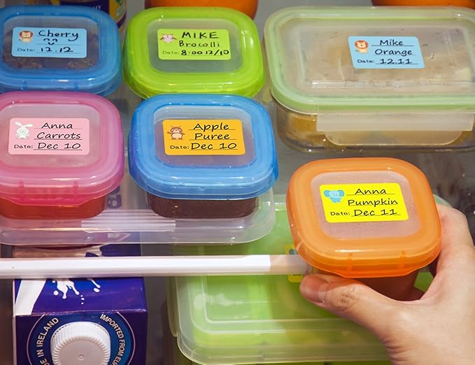 Baby Food Labels, Removable Write-On Daycare Date Labels for OXO Tot Baby Food Storage Containers, Trays, Jars, Freezer & Dishwasher Friendly, for Infants & Babies