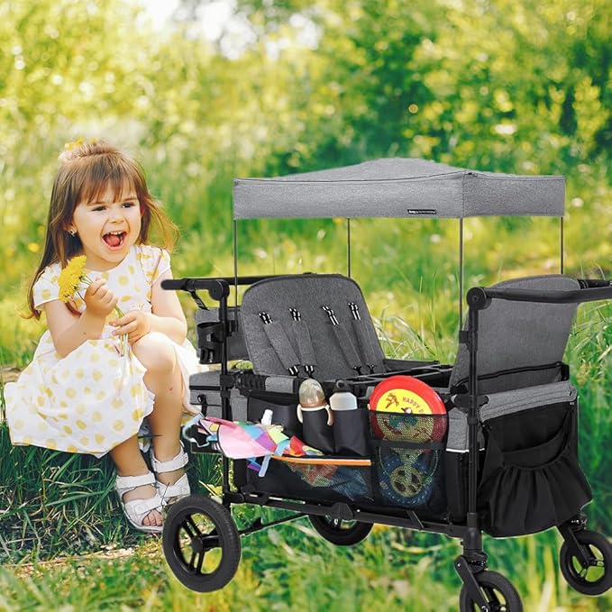 Wagon Organizer - Wagon Storage Attachment，Wagon Accessories Organizer Compatible, Large Capacity Mesh Cargo Storage Bag with Sorting Pockets Compatible with Wagon, Black