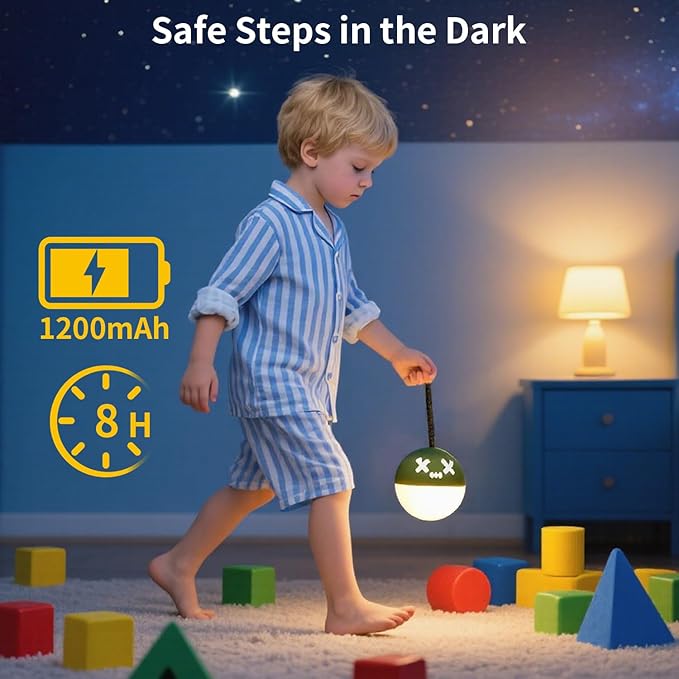 Pull-String Cute Night Light, 7 Color Changing, 30-Min Auto Off, USB-C Rechargeable Cordless Portable Bomb Night Light for Kids Room Bedroom/Camping, Afraid of Dark Indoor Christmas Gift