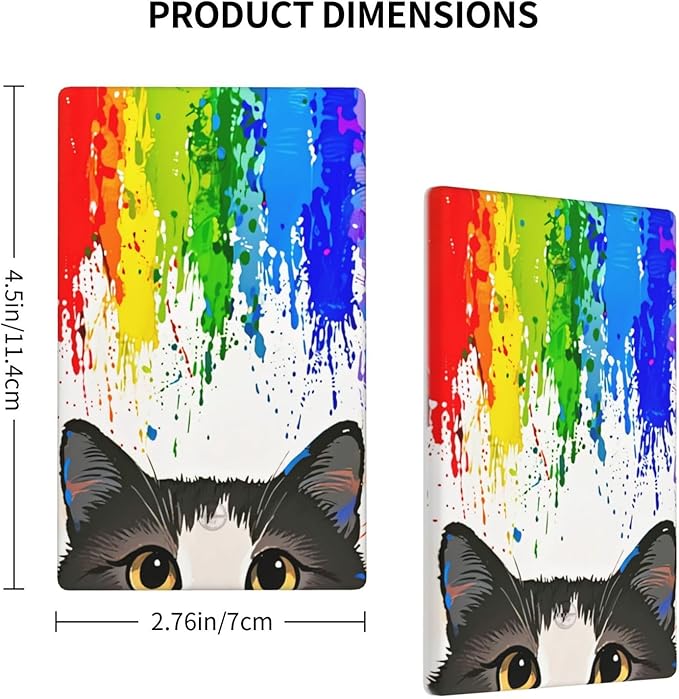 Cat Rainbow No Device Blank Wall Plate Decorative 1 Gang Light Switch Covers Electrical Switchplate Home Decorate Faceplat for Bathroom Bedroom Kitchen Room 4.5 x 2.76 Inch