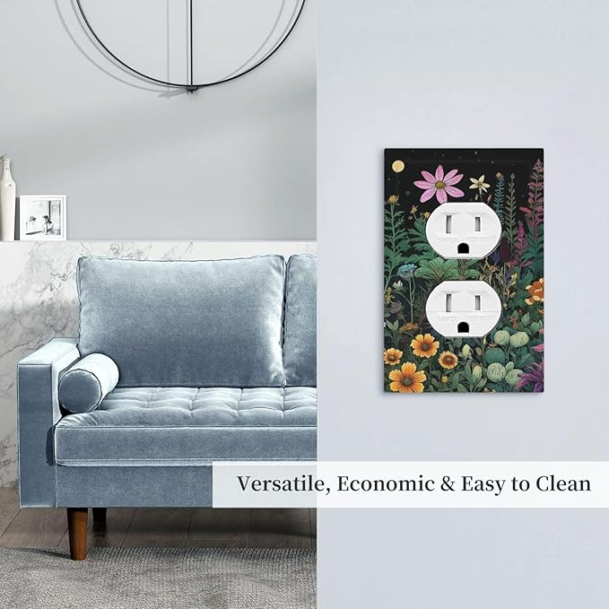 Decorative Outlet Covers Brainstorming Sketches of Weeds Wildflowers Plants 1 Gang Duplex Light Switch Cover Plate Wall Plates Electrical Outlets Electrical Switchplate Face Plate