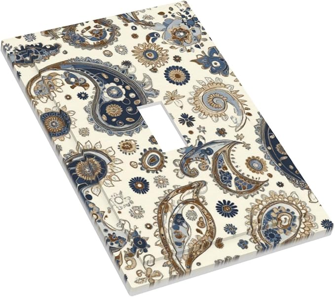 Decorative Light Switch Cover Doodle Style Floral Abstract Teardrop 1 Gang Single Toggle Device Electrical Faceplate Switchplates Decorator Outlet Wall Plate For Bed Room Living Room Decor