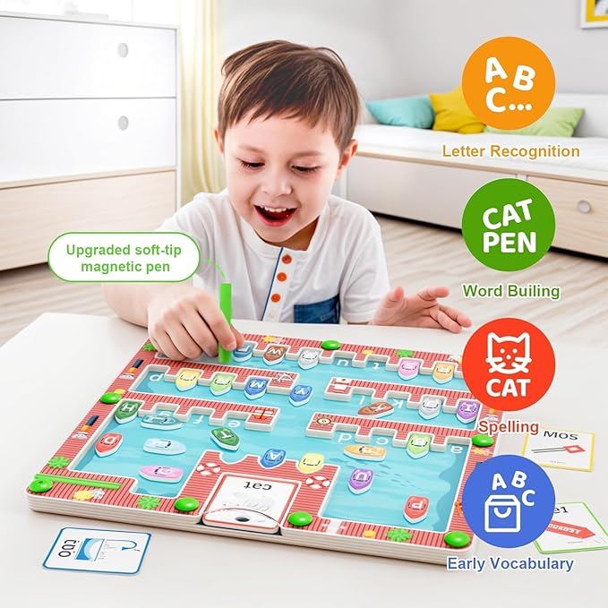 zhiwuzhu Magnetic Alphabet Maze,Montessori Magnetic Maze Board,Alphabet Puzzle Toddler Toys for Ages 2-4,Toddler Preschool Learning Toys