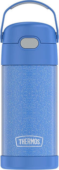THERMOS FUNTAINER Water Bottle with Straw - 12 Ounce - Kids Stainless Steel Vacuum Insulated Water Bottle with Lid, Glitter Periwinkle