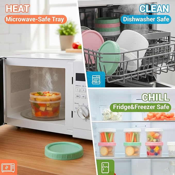 ASEVAT 18 Pack 5.4 oz Food Storage Containers with Twist Lids – Leakproof BPA-Free Soup Containers, Microwave/Dishwasher Safe Freezer Containers for Meal Prep, Leftovers & Takeout