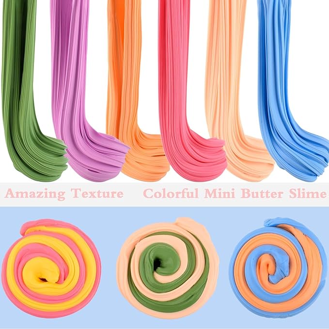 64 Pieces Mini Slime kit,Butter Slime Party Favors, Valentines Slime Bulk Toy for Classroom Prizes, Stocking Stuffers, Goodie Bag for Kids Boys Girls, Ideal Birthday Easter Filling Gifts